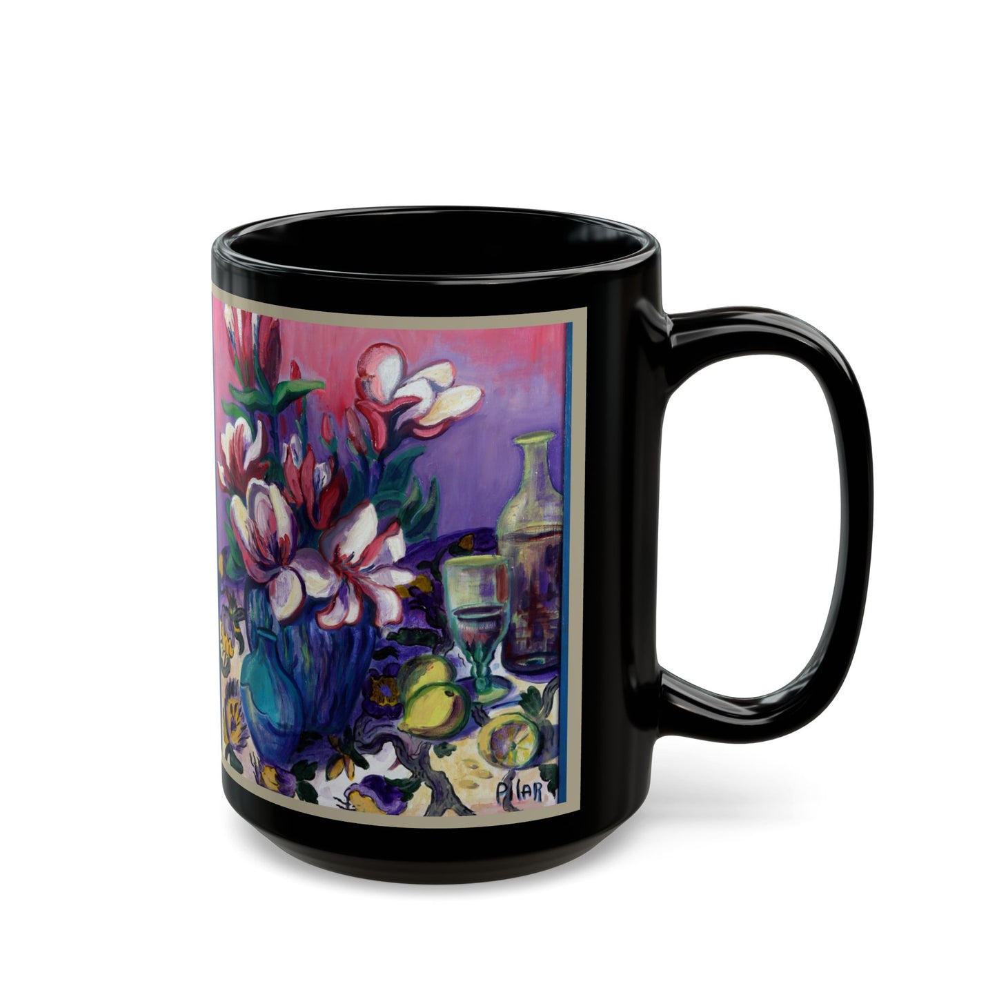 Ceramic Mug, Pink and White Magnolias