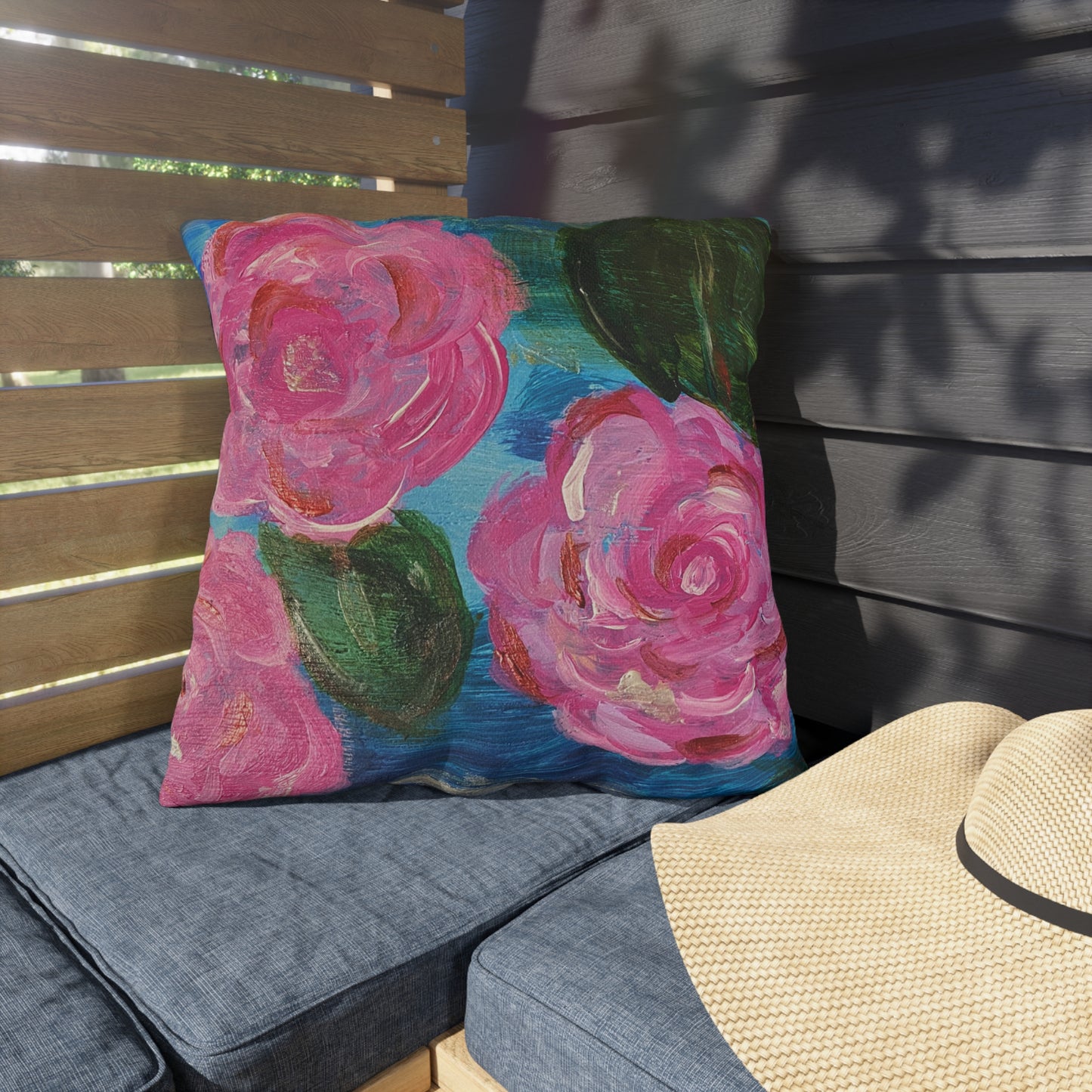 Outdoor Pillows - LilyPond and Pink Bird (Front/back design)