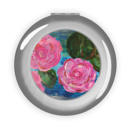 Compact Travel Mirror - Pink Waterlilies