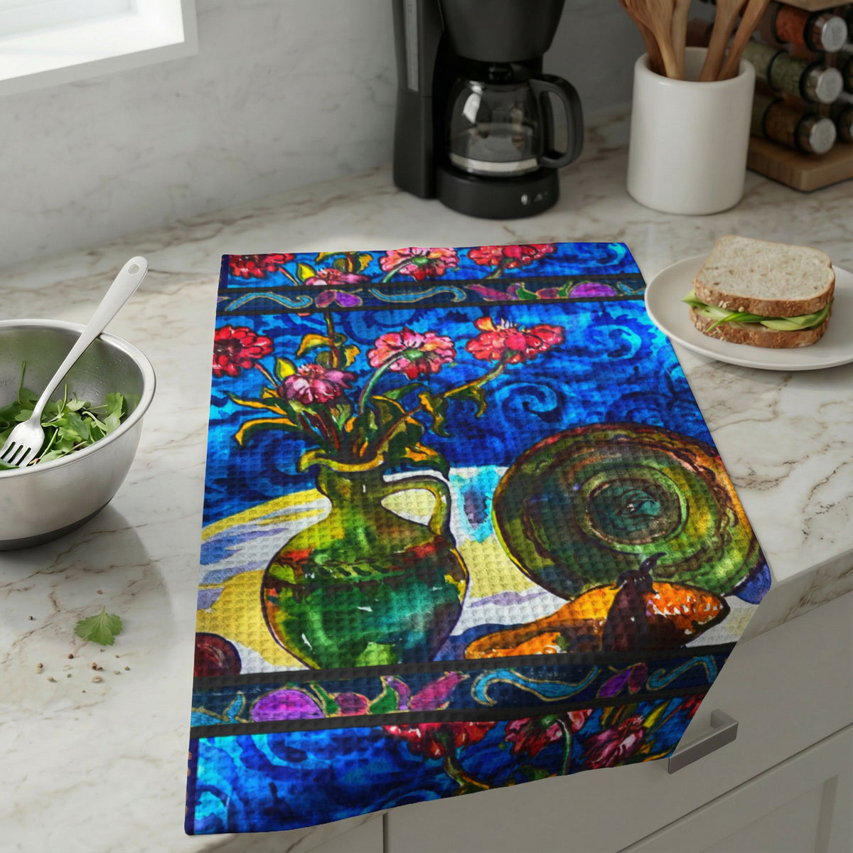 Kitchen Hand Towel - Green Vase