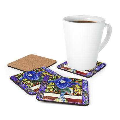 Coaster Set - Blue Magnolia and Stained Glass