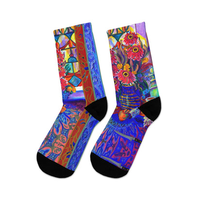 Eco-Friendly Socks - Red Zinneas