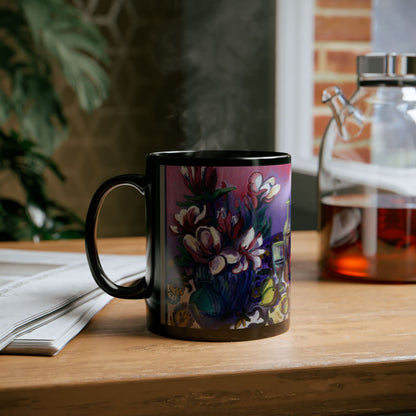Ceramic Mug, Pink and White Magnolias