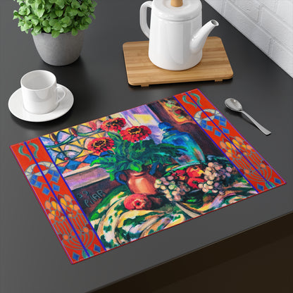 Placemat, Zinneas and Grapes
