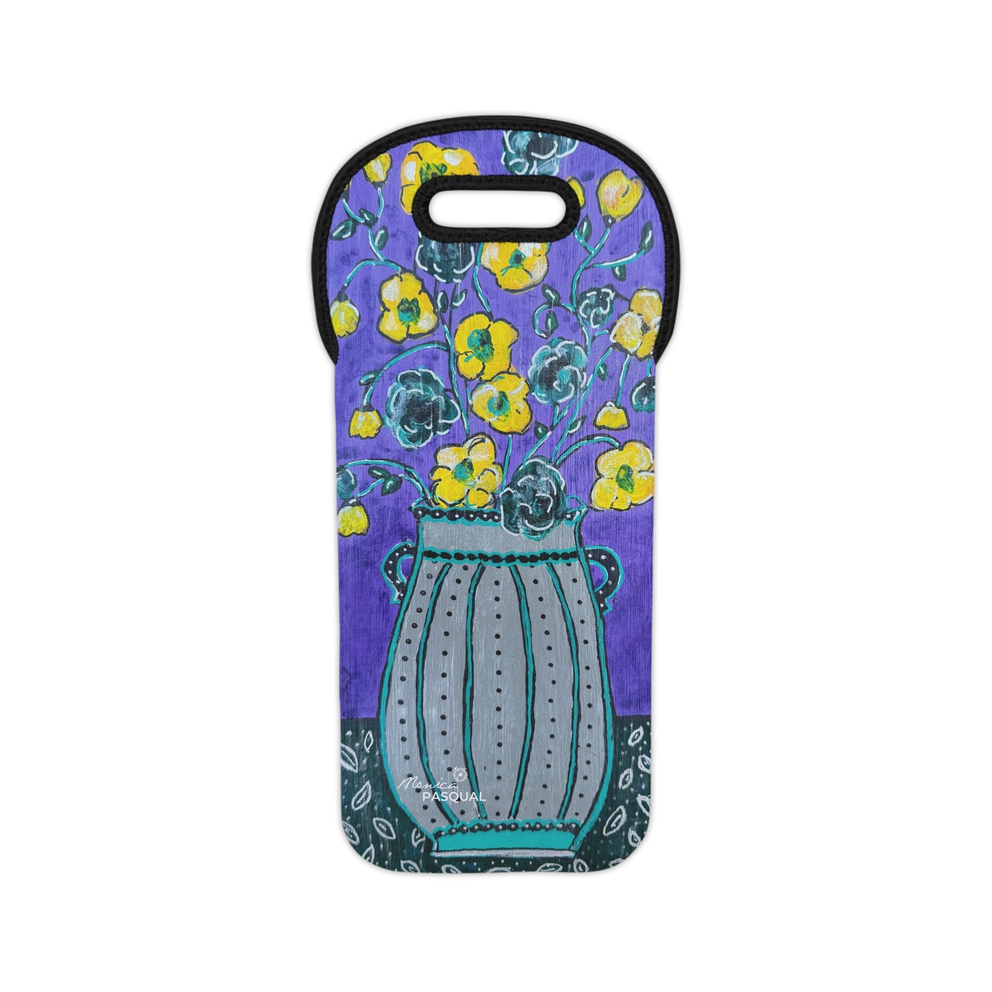 Neoprene Wine Tote - Lavender Vase
