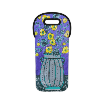 Neoprene Wine Tote - Lavender Vase