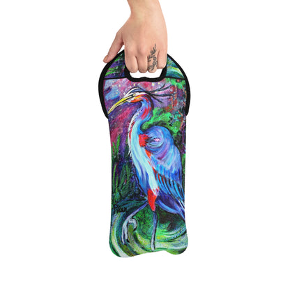 Neoprene Wine Tote - Blue Heron