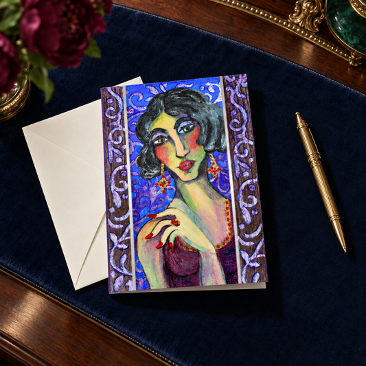 Greeting Card - "Bernadette" From "Les Parisiennes" Series