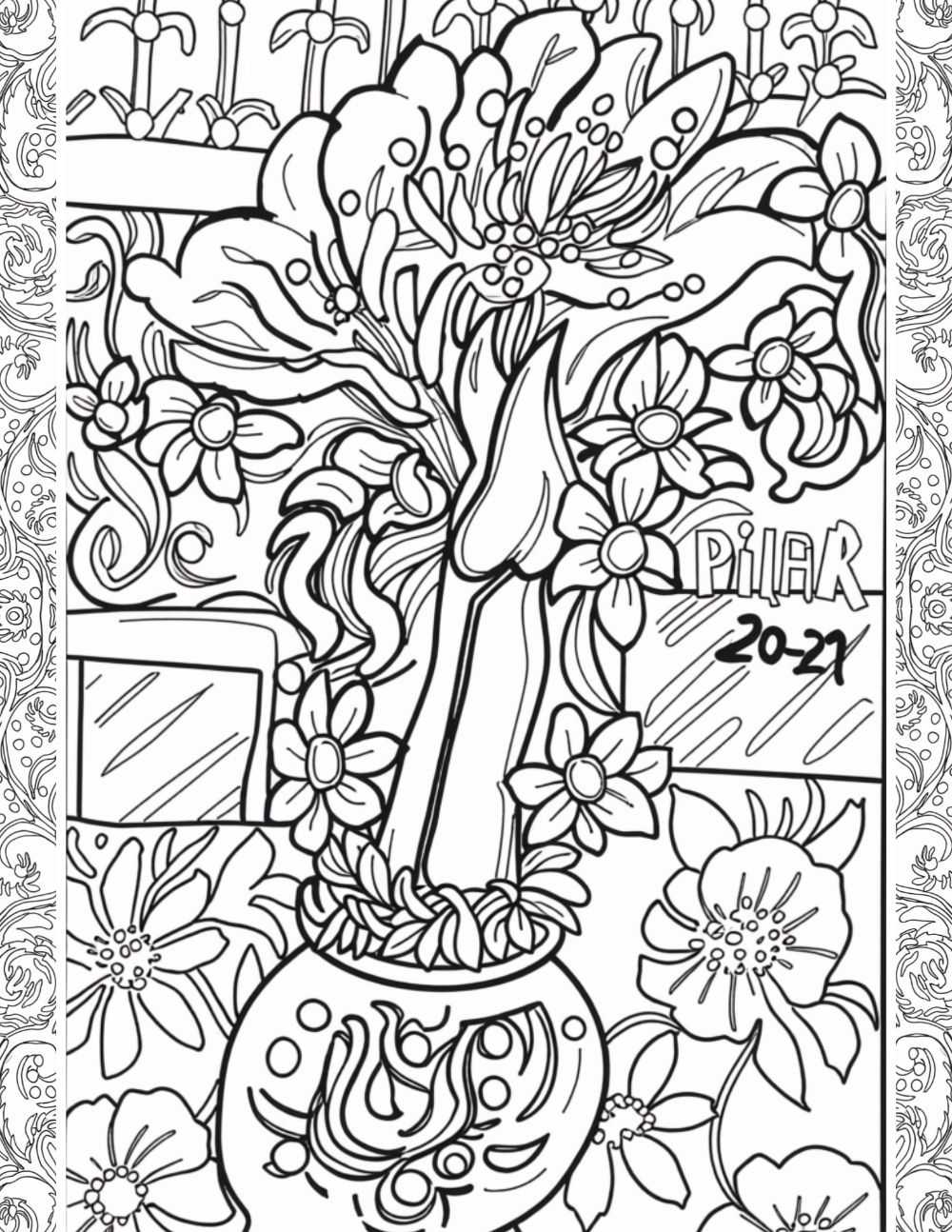 Coloring Book - The Colorful World of Pilar - Flowers