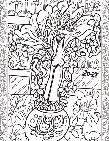 Coloring Book - The Colorful World of Pilar - Flowers