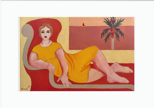 Fine Art Print - Reclining Woman with Palm Tree, Pilar Pobil
