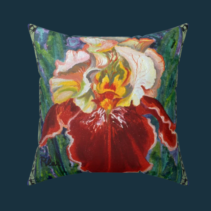 Decorative Pillow - Red and Yellow Iris