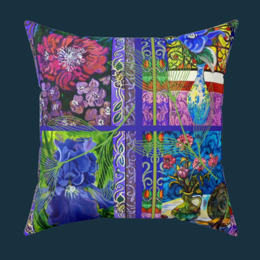 Decorative Pillow - Vases and Flowers