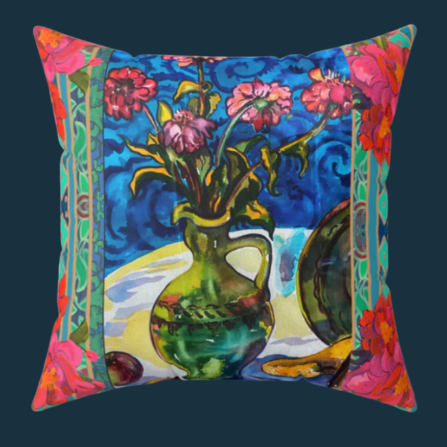 Decorative Pillow - Green Vase