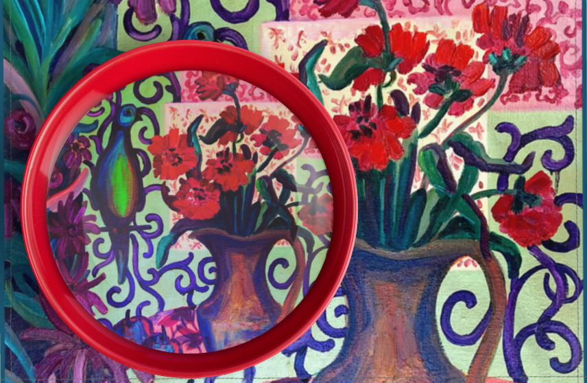 Party Plates - "Green Parrot", Set of 4