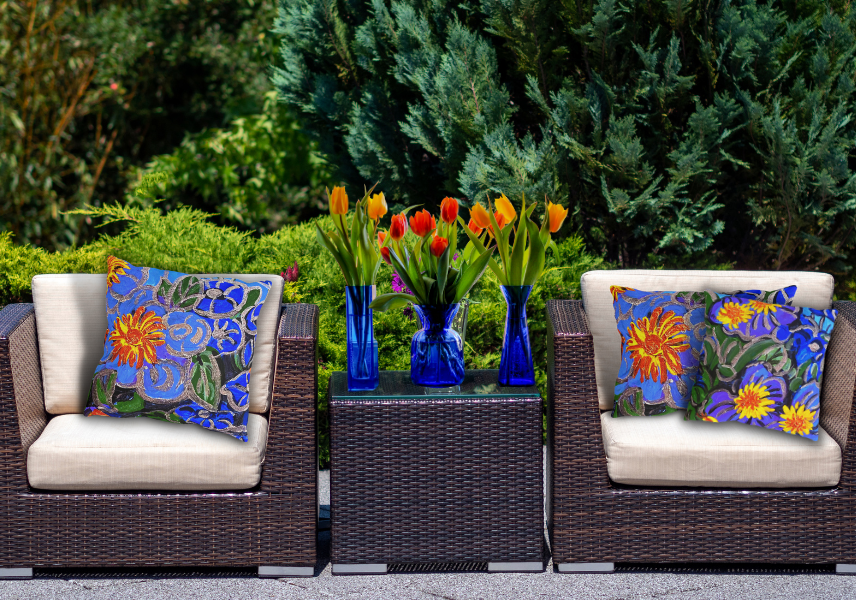 Outdoor Pillows - The Happy Blues