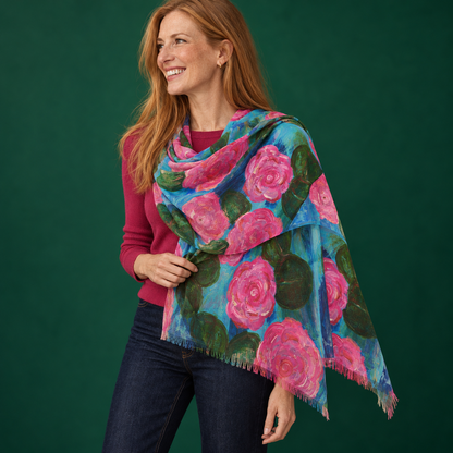 Scarf - Pink Waterlilies - Monica in the Garden