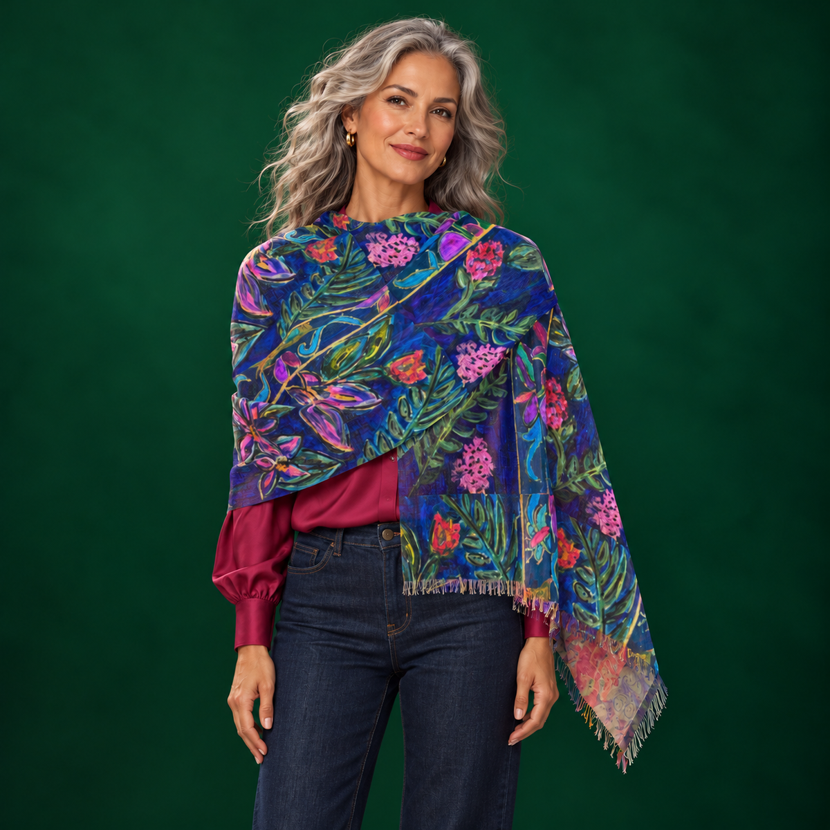 Scarf - Midnight Garden - Monica in the Garden