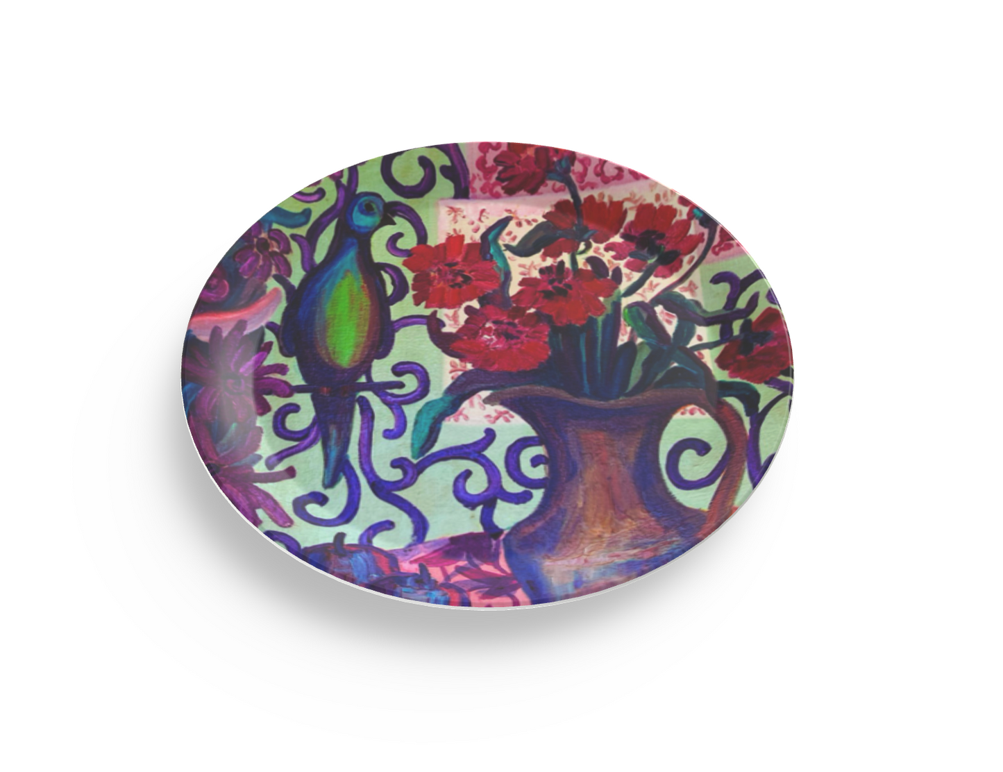 Party Plates - "Green Parrot", Set of 4