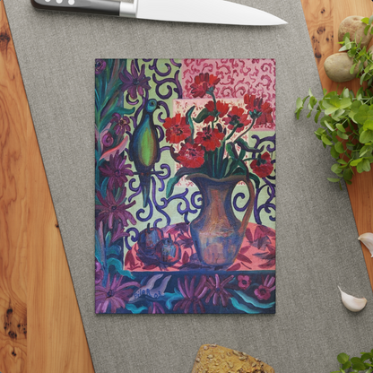 Tempered Glass Cutting Board - "Green Parrot"