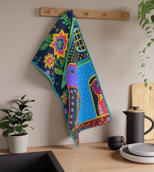 Cotton Tea Towel - Birdhouse