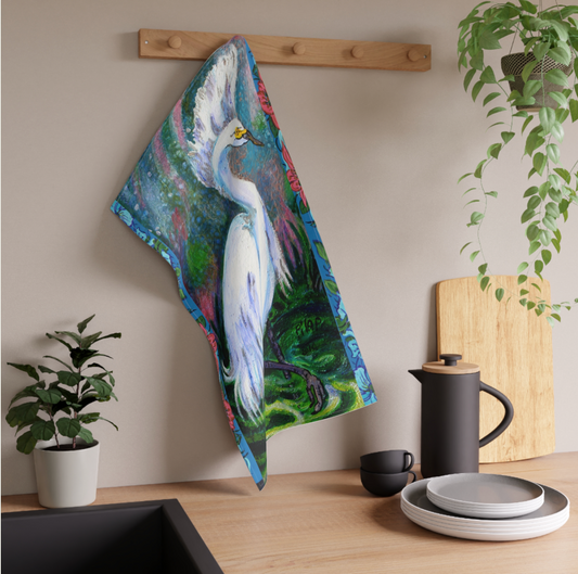 Cotton Tea Towel - Snowy Egret