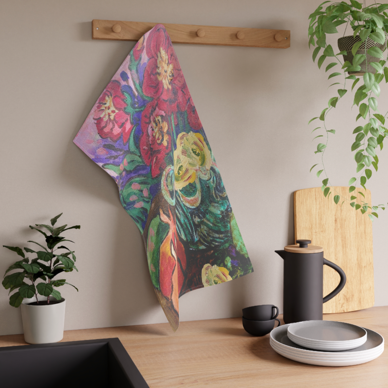 Cotton Tea Towel - Pomegranates