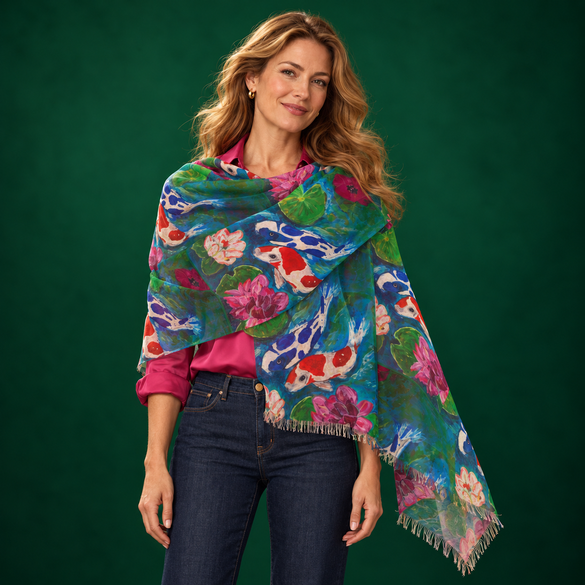 Scarf - Koi Pond - Monica in the Garden