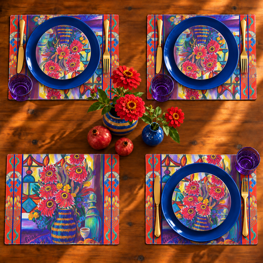 Placemat, Kitchen Zinneas