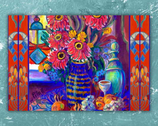 Luxury Vinyl Placemat - Kitchen Zinneas