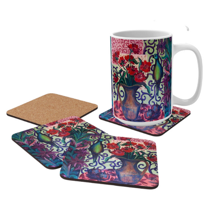 Coaster Set - "Green Parrot"