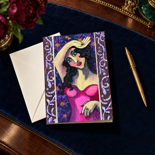 Greeting Card - "Violetta" From "Les Parisiennes" Series