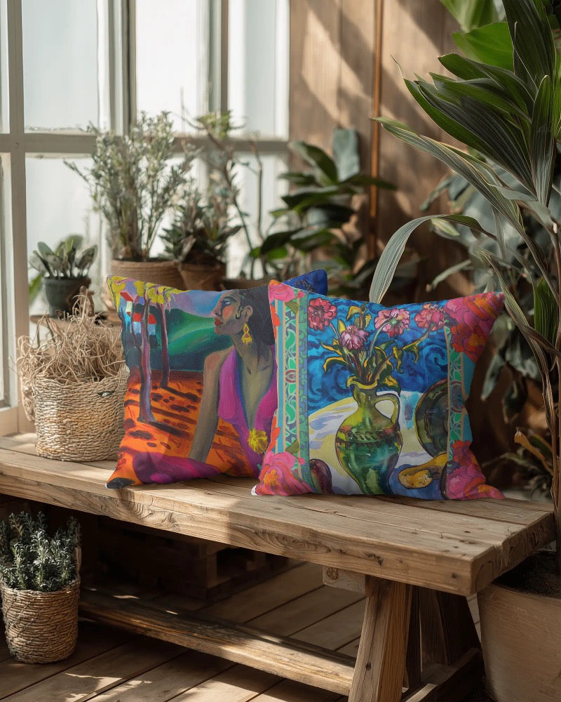 Decorative Pillow - Green Vase