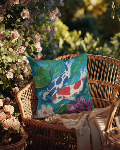 Outdoor Pillows - Coi Fish and Lilies