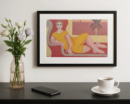 Fine Art Print - Reclining Woman with Palm Tree, Pilar Pobil