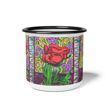 Enamel Camp Cup "Winter Rose"