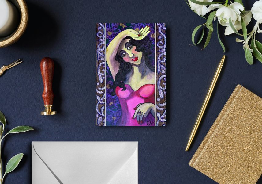 Greeting Card - "Violetta" From "Les Parisiennes" Series
