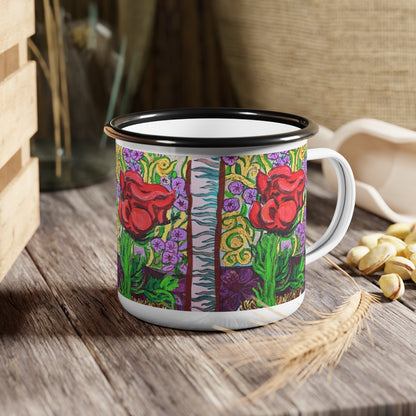 Enamel Camp Cup "Winter Rose"