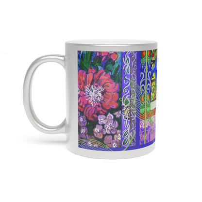 Wild Iris Mug Bathed in Metallic Silver