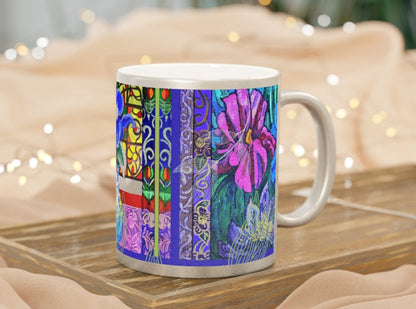 Wild Iris Mug Bathed in Metallic Silver