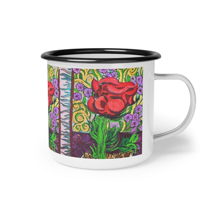Enamel Camp Cup "Winter Rose"