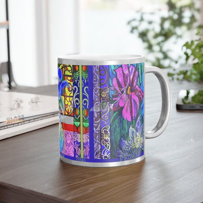 Wild Iris Mug Bathed in Metallic Silver