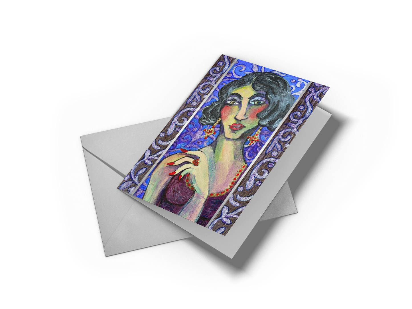 Greeting Card - "Bernadette" From "Les Parisiennes" Series