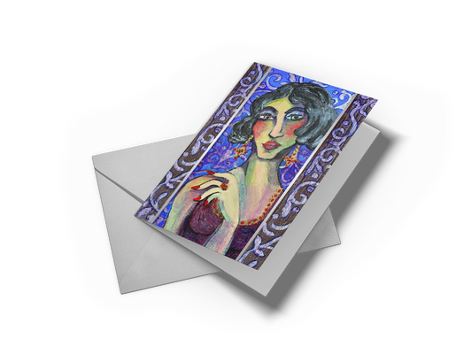 Greeting Card - "Bernadette" From "Les Parisiennes" Series
